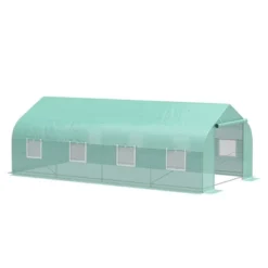 Outsunny 20' X 10' X 7' Tunnel Greenhouse Large Walk-In Warm House Deluxe High GardenHot House With 8 Roll Up Windows & Roll Up Door, Steel Frame -Garden & Outdoors GUEST 52fdbda1 bd81 488c 89ec 84bda605eebc