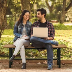 Tangkula Outdoor HDPE Bench W/ Metal Frame 47" X 14" X 16" For Yard Garden -Garden & Outdoors GUEST 539a3891 ad8e 4e0b aeb8 e94597937ef9