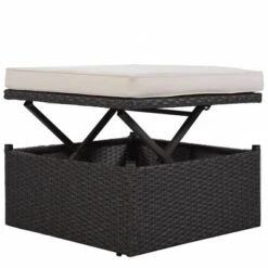 4pc Outdoor Wicker Rectangle Daybed With Canopy & Cushions - Beige - GODEER -Garden & Outdoors GUEST 547f883b 6e74 4fca b52a d9b385e01e50