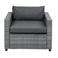 8pc Wicker Patio Conversation Set With Cushions - Gray - GODEER -Garden & Outdoors GUEST 561f4df1 a0ee 4780 9645 4b58efe11651