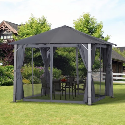 Outsunny Patio Gazebo 10' X 10' Outdoor Soft Top Canopy Tent With Zippered Mesh Sidewalls, Privacy Curtains, Netting 1 Outsunny Patio Gazebo 10' X 10' Outdoor Soft Top Canopy Tent With Zippered Mesh Sidewalls, Privacy Curtains, Netting