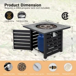 Costway 32'' Square Propane Fire Pit Table For Patio W/Lava Rocks Rain Cover 50,000 BTU 11 Costway 32'' Square Propane Fire Pit Table For Patio W/Lava Rocks Rain Cover 50,000 BTU -Garden & Outdoors GUEST 5751ef44 9f1f 474e a135 729ef479c795