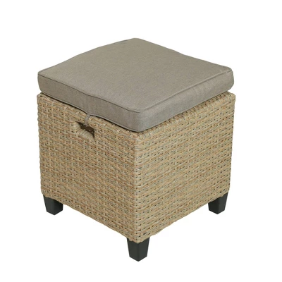 6pc Outdoor Wicker Conversation Set With Arm Chairs, Sofa, Ottomans & Coffee Table - Brown - GODEER 14 6pc Outdoor Wicker Conversation Set With Arm Chairs, Sofa, Ottomans & Coffee Table - Brown - GODEER - Image 14