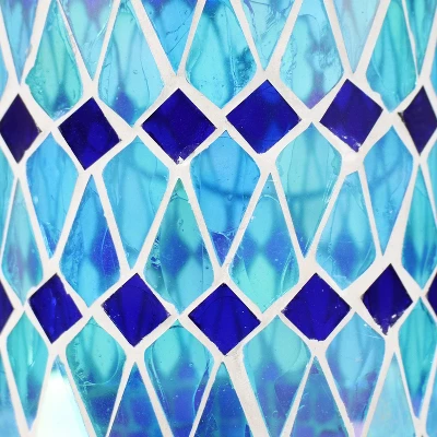Sunnydaze Decor Sunnydaze Solar LED Outdoor Cool Blue Mosaic Lantern - 8.5" 4 Sunnydaze Decor Sunnydaze Solar LED Outdoor Cool Blue Mosaic Lantern - 8.5" - Image 4