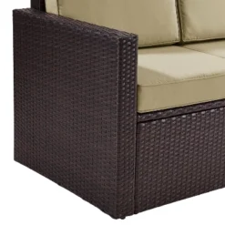 Palm Harbor Outdoor Wicker Sofa In Brown With Sand Cushions - Crosley -Garden & Outdoors GUEST 5aec751a ff4a 4d8d 8bd6 b14ac48310c2