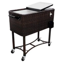 80qt Portable Rolling Patio Cooler Dark Wicker - Permasteel -Garden & Outdoors GUEST 5e56032a 3516 4bd8 9fa4 ea90abbfa54e