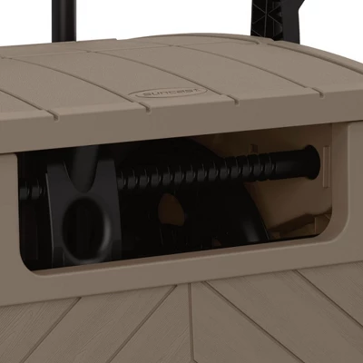 Suncast 150' Baywood Smart Tube Decorative Wheeled Hideaway Hose Reel Cart With Telescoping Handle For Lawn, Garden, & Utility, Dark Taupe 3 Suncast 150' Baywood Smart Tube Decorative Wheeled Hideaway Hose Reel Cart With Telescoping Handle For Lawn, Garden, & Utility, Dark Taupe - Image 3