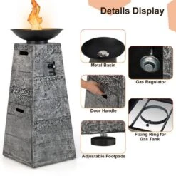 Costway 48'' Outdoor Propane Fire Bowl Column W/ Lava Rocks & PVC Cover 30,000 BTU -Garden & Outdoors GUEST 5fe80aae 169c 49ca a9e6 67aa948541f6