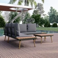 Stellar 4pc Outdoor Aluminum Sectional Set With Tables & Cushions - DUKAP -Garden & Outdoors GUEST 608e86de bce8 47a9 b049 2684b04ea29c