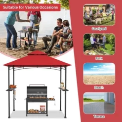 Tangkula 8' X 5' BBQ Grill Gazebo 2-Tier Barbecue Canopy Vented Top Shelves Shelter -Garden & Outdoors GUEST 62077449 2d98 4ccb bfb3 40c11e3866a9