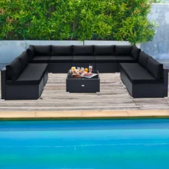 Costway 10 PCS Patio Rattan Furniture Set Outdoor Wicker Sofa Table Cushioned Seat Black/Brown -Garden & Outdoors GUEST 621f1645 a1b0 477d a39c 12bcf70a32e4