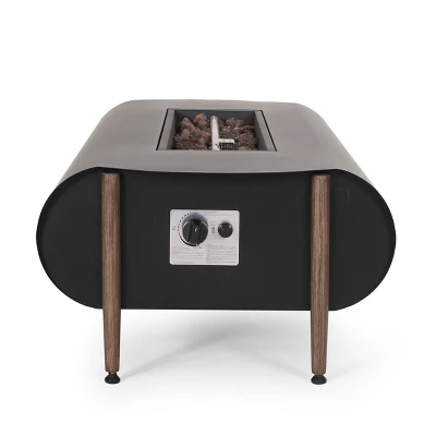 Vernon Outdoor Rectangular Fire Pit With Tank Holder - Dark Gray - Christopher Knight Home 6 Vernon Outdoor Rectangular Fire Pit With Tank Holder - Dark Gray - Christopher Knight Home - Image 6