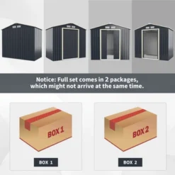 Costway Metal Storage Shed For Garden And Tools W/Sliding Double Lockable Doors -Garden & Outdoors GUEST 64653940 3bf0 41f0 abad e26ab12a806f