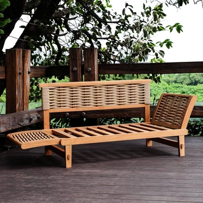 Cambridge Casual Auburn Teak & Wicker Outdoor Patio Daybed With Cushion Brown/Blue 9 Cambridge Casual Auburn Teak & Wicker Outdoor Patio Daybed With Cushion Brown/Blue - Image 9