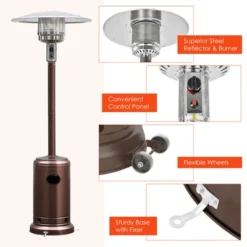 Costway 48000 BTU Propane Patio Heater Standing LP Gas Steel W/ Wheels Bronze -Garden & Outdoors GUEST 64ec714f 6ada 4613 a6ee da8759194c9f