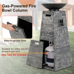 Costway 48'' Outdoor Propane Fire Bowl Column W/ Lava Rocks & PVC Cover 30,000 BTU -Garden & Outdoors GUEST 66947ac3 281e 4bde a682 76b4217d3c71