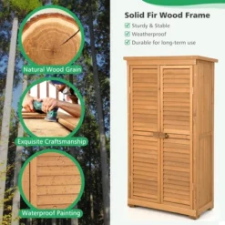 Costway Outdoor Fir Wood Storage Shed Garden Tool Cabinet Locker Tall Vertical Organizer -Garden & Outdoors GUEST 687faebd 937d 4e06 aaa3 a0d7316bb809