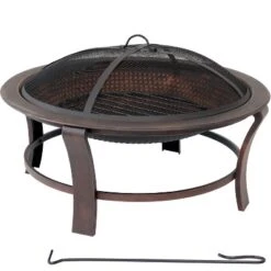 Sunnydaze Decor Sunnydaze Outdoor Portable Camping Or Backyard Elevated Round Fire Pit Bowl With Stand, Spark Screen, Wood Grate, And Log Poker - 29" - Bronze 8 Sunnydaze Decor Sunnydaze Outdoor Portable Camping Or Backyard Elevated Round Fire Pit Bowl With Stand, Spark Screen, Wood Grate, And Log Poker - 29" - Bronze -Garden & Outdoors GUEST 6906bdc2 12f2 4f20 9456 42887909c43a
