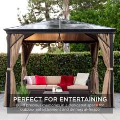 Best Choice Products 10x10ft Hardtop Gazebo, Outdoor Aluminum Canopy For Backyard, Garden W/ Side Curtains, Netting -Garden & Outdoors GUEST 690e8492 9fc2 41d7 a06d 23e6bad37661