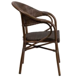 Merrick Lane Wicker Rattan Patio Chair With Curved Back And Aluminum Bamboo Frame -Garden & Outdoors GUEST 69bbc4ef 6a3a 4dff a600 56dd3d4d147e