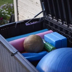 Keter Borneo 110 Gallon All Weather Weatherproof Rattan Wicker Resin Outdoor Patio Porch Garden Deck Organization Storage Box Bench, Grey (2 Pack) -Garden & Outdoors GUEST 6a927f2e 15b1 4cc9 aa58 53c78d07a490