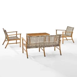Ridley 4pc Outdoor Wicker & Metal Conversation Set - Gray - Crosley -Garden & Outdoors GUEST 6aa518c7 706a 41b6 8402 90baba021d41
