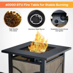 Costway 25-Inch Square Propane Fire Pit Table 40000 BTU W/ Lid, Fire Glass -Garden & Outdoors GUEST 6ac9cc4b 797a 43b5 b6ac 211ba62185d1