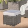 Santa Rosa Wicker Outdoor Patio Ottoman Seat - Gray/Silver - Christopher Knight Home