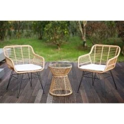 3pc Wicker Bistro Set - Brown/Beige - GODEER -Garden & Outdoors GUEST 6bb3a15e 6a35 4ab8 a927 f91b00c622da