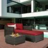 4pc Outdoor Wicker Conversation Set - Red/Brown - GODEER