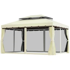 Outsunny 10' X 13' Soft Top Outdoor Patio Gazebo With Polyester Curtains & Air Netting Venting Screens & Aluminum Frame, Cream White 7 Outsunny 10' X 13' Soft Top Outdoor Patio Gazebo With Polyester Curtains & Air Netting Venting Screens & Aluminum Frame, Cream White -Garden & Outdoors GUEST 6cea2e0c 0107 4437 8756 c85ac8bc328d
