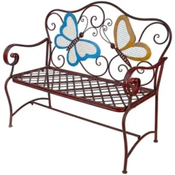 Butterfly Metal Bench Brown - Alpine Corporation -Garden & Outdoors GUEST 6d378fd2 d023 4271 9bd3 f92a2d67601d