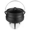 Bruntmor 8 Quarts Black Pre-Seasoned Cauldron Cast Iron Potjie Pot | 3 Legs For Even Heat Distribution | Premium Camping Cookware