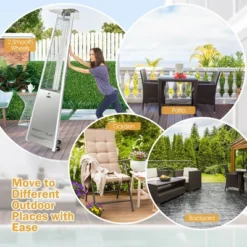 Costway 42,000 BTU Stainless Steel Pyramid Patio Heater Glass Tube Flame W/ Wheels -Garden & Outdoors GUEST 6db32d73 290e 41fb 9b59 cd0dbda3d2da