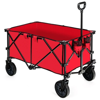 Costway Folding Collapsible Wagon Utility Camping Cart W/Wheels & Adjustable Handle RedGreyNavy 12 Costway Folding Collapsible Wagon Utility Camping Cart W/Wheels & Adjustable Handle RedGreyNavy - Image 12