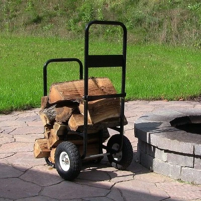 Sunnydaze Decor Sunnydaze Indoor/Outdoor Steel Rolling Firewood Log Cart Carrier With Wheels - 1/8 Face Cord - Black 6 Sunnydaze Decor Sunnydaze Indoor/Outdoor Steel Rolling Firewood Log Cart Carrier With Wheels - 1/8 Face Cord - Black - Image 6