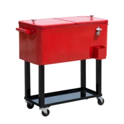 Outsunny 80 QT Rolling Cooling Bins Ice Chest On Wheels Outdoor Stand Up Drink Cooler Cart For Party -Garden & Outdoors GUEST 6fa8e99b 4369 4219 accc 565313b0e2ea