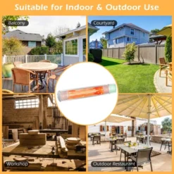 Costway Wall-Mounted Patio Heater 750W/1500W Infrared Heater With 9-Level Adjustable 24H Timer & Remote Control Silver -Garden & Outdoors GUEST 701ad45e 7b4c 49af 8d88 efd836f04c41