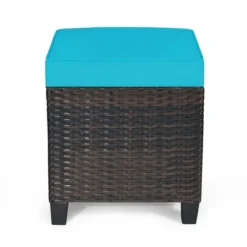 Costway 2PCS Patio Rattan Ottoman Cushioned Seat W/ Foot Rest Turquoise -Garden & Outdoors GUEST 706ac5e9 809d 4476 adc9 aadcbd4083e1