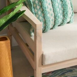 Linon Melita Acacia Two Seater Sofa Beige/White -Garden & Outdoors GUEST 70ca33cc aea3 4d17 b3e4 3653acc670f8