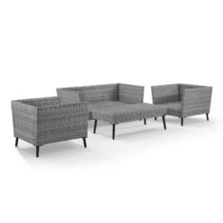 Richland 4pc Outdoor Wicker Conversation Set - Charcoal - Crosley -Garden & Outdoors GUEST 70f08b9d cef2 4d4c bc17 eaac16ff039b