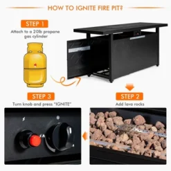 Costway 57'' Rectangular Propane Gas Fire Pit 50,000 Btu Heater Outdoor Table -Garden & Outdoors GUEST 716111af 3b3f 4c66 bbeb ca6574194834
