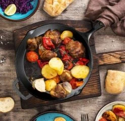 Bruntmor 12'' Blue Pre-seasoned Cast Iron Frying Pan - Black -Garden & Outdoors GUEST 72534a06 584e 43bd 8af2 77e075ff11e3