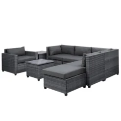 8pc Wicker Patio Conversation Set With Cushions - Gray - GODEER -Garden & Outdoors GUEST 72c6b90a 3047 41c8 a286 175e793c4b64