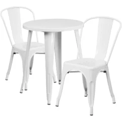 Flash Furniture Commercial Grade 24" Round Metal Indoor-Outdoor Table Set With 2 Cafe Chairs -Garden & Outdoors GUEST 72dd4a8a 70b9 43ca b43b 57c35be4ba43