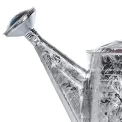 Camco Behrens 2.5 Gallon Weatherproof Hot Dipped Steel Watering Can With Wooden Handle And Side Handle For Watering Flowers And Gardens, Gray