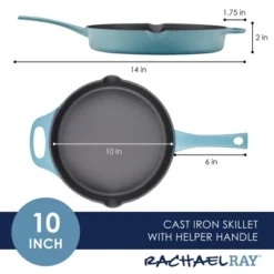 Rachael Ray Premium RUST-RESISTANT Cast Iron Skillet 10" Agave Blue -Garden & Outdoors GUEST 7391790f 9e6a 4b06 8e89 ce594acd1c99