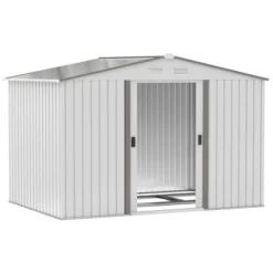 Outsunny 9' X 6' Metal Storage Shed Garden Tool House With Double Sliding Doors, 4 Air Vents For Backyard, Patio, Lawn, Silver -Garden & Outdoors GUEST 73986d60 2cf9 4a1c a8e1 9cf0f21315ff