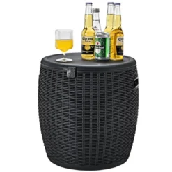 Costway 9.5 Gallon 4-in-1 Patio Rattan Cool Bar Cocktail Table Side Table BrownBlack -Garden & Outdoors GUEST 75117242 487f 41df 9889 e7a684d1b2fa