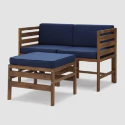3pc Modular Acacia Wood Patio Chat Set With Cushions - Saracina Home -Garden & Outdoors GUEST 75715dfc 345c 4dac 84f9 12b8f90851ce